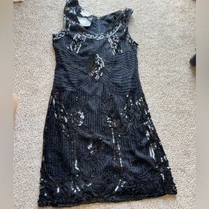 90s does 20s silk beaded flapper dress